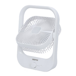 Geepas GF21162 8” Rechargeable Fan with LED Light | 2-Speed Powerful Airflow | Built-in Battery for Power Backup | Portable Design | Adjustable Tilt | 2 Years Warranty