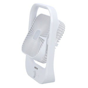 Geepas GF21162 8” Rechargeable Fan with LED Light | 2-Speed Powerful Airflow | Built-in Battery for Power Backup | Portable Design | Adjustable Tilt | 2 Years Warranty