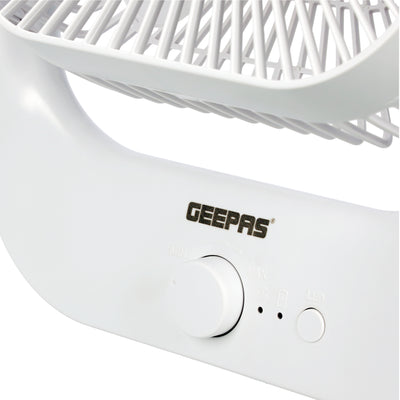 Geepas GF21162 8” Rechargeable Fan with LED Light | 2-Speed Powerful Airflow | Built-in Battery for Power Backup | Portable Design | Adjustable Tilt | 2 Years Warranty