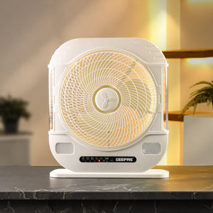 Geepas GF21190 12” Rechargeable Fan with Remote Control | 20 Hours Battery Backup| LED Light| USB Charging | Adjustable Speed| Energy Efficient Design| 2 Years Warranty