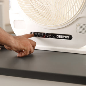 Geepas GF21190 12” Rechargeable Fan with Remote Control | 20 Hours Battery Backup| LED Light| USB Charging | Adjustable Speed| Energy Efficient Design| 2 Years Warranty
