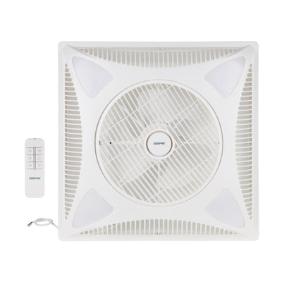 Geepas Grid Fan-GF21200/Comes with Inbuilt LED, 14-inch Size, LED Inbuilt, 3-Speed Control, 1230 RPM, Remote Control/ ABS Durable Material,  White Color, 2 Years Warranty