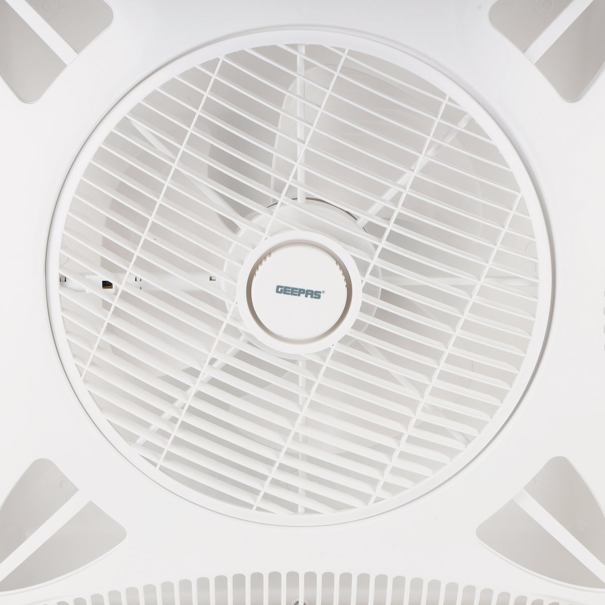 Geepas Grid Fan GF21201 | 14" Rust-Free Fan with 3-Speed Remote, Ionizer & Timer | 1230 RPM, ABS Body, Durable Cooling for Large Rooms | White, 2-Year Warranty