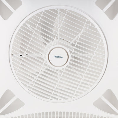 Geepas Grid Fan GF21201 | 14" Rust-Free Fan with 3-Speed Remote, Ionizer & Timer | 1230 RPM, ABS Body, Durable Cooling for Large Rooms | White, 2-Year Warranty