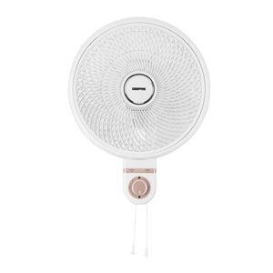 Geepas GF21203 14" Wall Fan | Korean Style, 3-Speed Controls, Pull Cords, Wide Angle Oscillation, 60W Motor, High Performance, White, 2-Year Warranty
