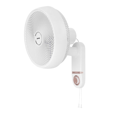 Geepas GF21203 14" Wall Fan | Korean Style, 3-Speed Controls, Pull Cords, Wide Angle Oscillation, 60W Motor, High Performance, White, 2-Year Warranty