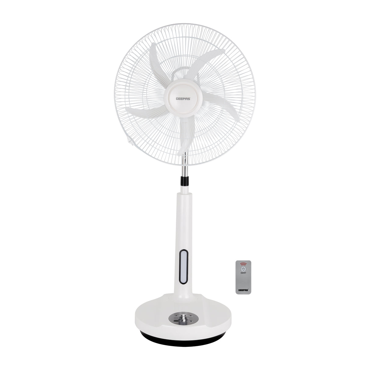 Geepas GF21219 18 Inch Rechargeable Stand Fan | Remote Control | Solar Input |LED Night Light| Powerful Motor for Home Backup Cooling Use During Power Cuts Daily Use