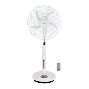 Geepas GF21219 18 Inch Rechargeable Stand Fan | Remote Control | Solar Input |LED Night Light| Powerful Motor for Home Backup Cooling Use During Power Cuts Daily Use