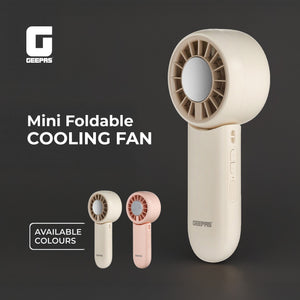 Geepas Mini Foldable Cooling Fan- GF21225/ 3 Speed Control, Cooling Function, 8 Hours Long Working Time/Small, Portable Design  for Women and Men/ Pink, 2 Years Warranty