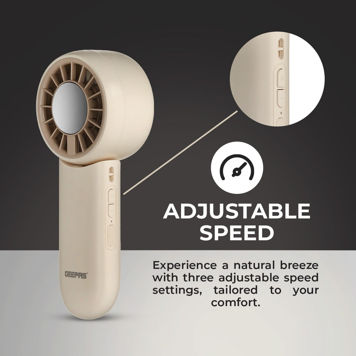 Geepas Mini Foldable Cooling Fan- GF21225/ 3 Speed Control, Cooling Function, 8 Hours Long Working Time/Small, Portable Design  for Women and Men/ Pink, 2 Years Warranty