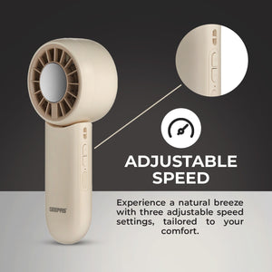 Geepas Mini Foldable Cooling Fan- GF21225/ 3 Speed Control, Cooling Function, 8 Hours Long Working Time/Small, Portable Design  for Women and Men/ Pink, 2 Years Warranty