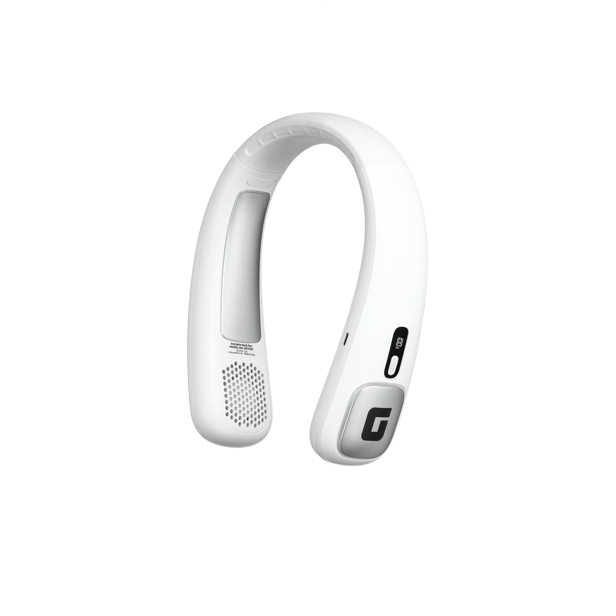 Geepas Portable Neck Fan- GF21227/ 6 H Working Time, 3 Speed Levels/Digital Display, Lightweight, Indoor and Outdoor Use/ Silent, Safe and Secure/ White, 2 Years Warranty