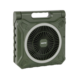 Geepas GF21233 8 Inch Rechargeable Solar Fan| 10000mAh Lithium Battery| Remote Control| LED Lighting| High-Speed Airflow for Home, Outdoor Travel & Emergency Cooling Use