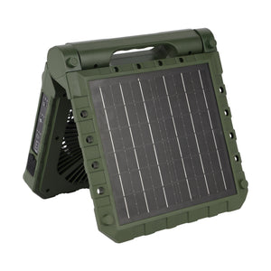 Geepas GF21233 8 Inch Rechargeable Solar Fan| 10000mAh Lithium Battery| Remote Control| LED Lighting| High-Speed Airflow for Home, Outdoor Travel & Emergency Cooling Use