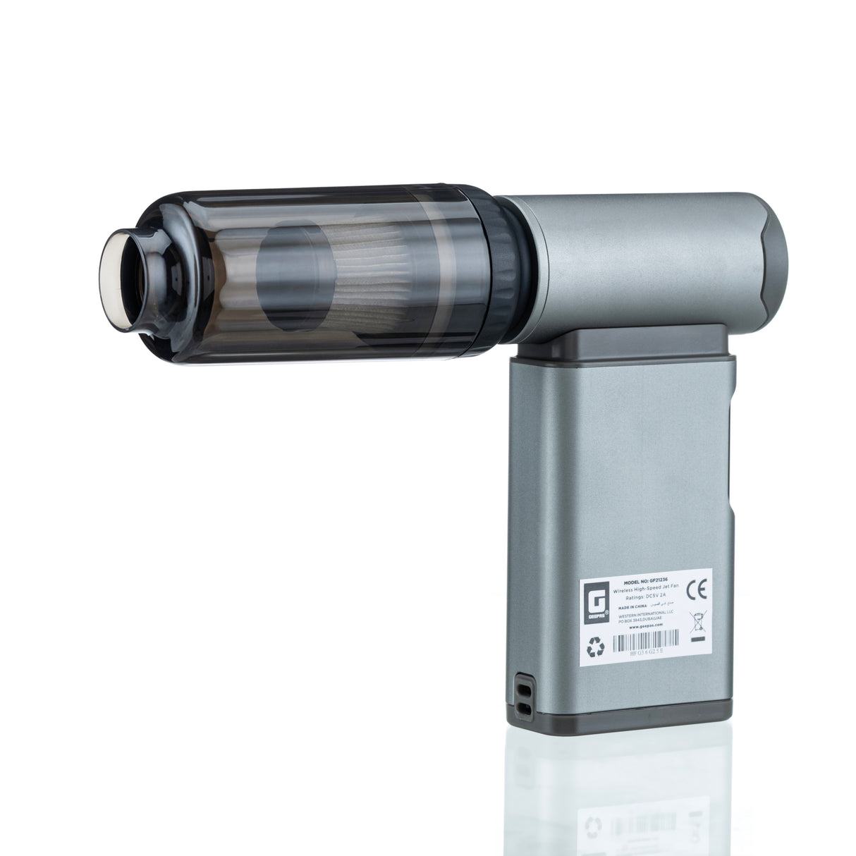 Geepas GF21236 Wireless High-Speed Jet Fan| 90000 RPM Powerful Cleaning Performance| Long-Lasting 4000mAh Battery|5 Adjustable Speed Modes| Mini Vacuum & Nozzles Included