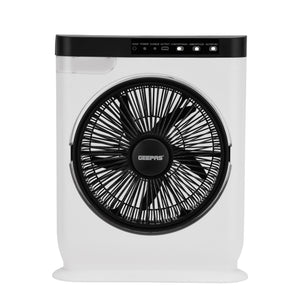 Geepas GF919 12” Rechargeable Box Fan | 10 Hours Battery Backup| AC/DC Function| LED Light| USB Output Port| Adjustable Speed| Portable Cooling Fan| 2 Years Warranty