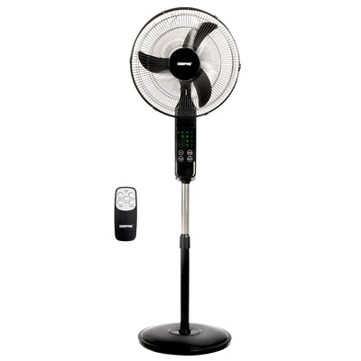 Geepas GF9466 16” Stand Fan with Remote Control | 3-Speed Control | 7.5Hour Timer | LED Display| Touch Switch| Powerful 60W Motor | Adjustable Height| 2 Years Warranty