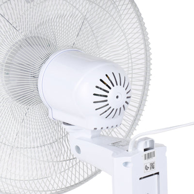 Geepas GF9479 16-Inch Wall Fan with Remote Control | 60W | 3 Speeds | 12-Hour Timer | 1250 RPM Air Delivery | 5 Aerodynamic AS Blades  | Wide Horizontal Oscillation