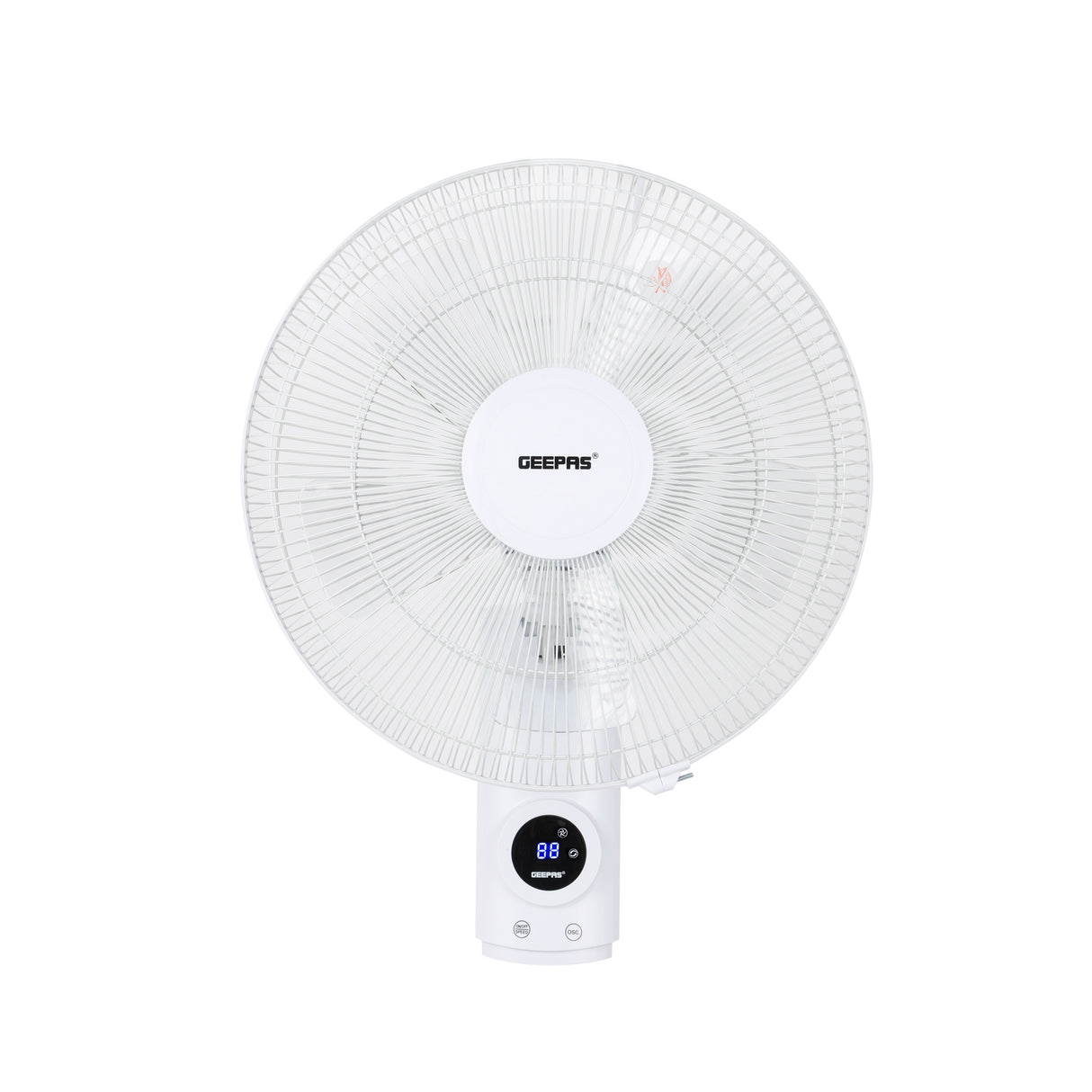Geepas GF9479 16-Inch Wall Fan with Remote Control | 60W | 3 Speeds | 12-Hour Timer | 1250 RPM Air Delivery | 5 Aerodynamic AS Blades  | Wide Horizontal Oscillation