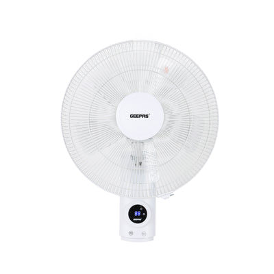 Geepas GF9479 16-Inch Wall Fan with Remote Control | 60W | 3 Speeds | 12-Hour Timer | 1250 RPM Air Delivery | 5 Aerodynamic AS Blades  | Wide Horizontal Oscillation