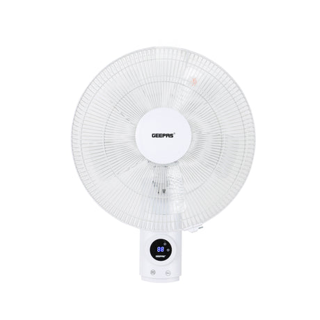 Geepas GF9479 16-Inch Wall Fan with Remote Control | 60W | 3 Speeds | 12-Hour Timer | 1250 RPM Air Delivery | 5 Aerodynamic AS Blades  | Wide Horizontal Oscillation