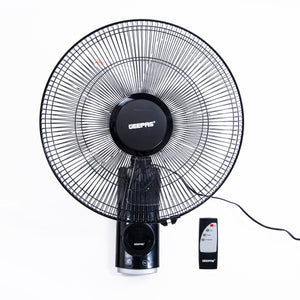 Geepas GF9479 16-Inch Wall Fan with Remote Control | 60W | 3 Speeds | 12-Hour Timer | 1250 RPM Air Delivery | 5 Aerodynamic AS Blades  | Wide Horizontal Oscillation