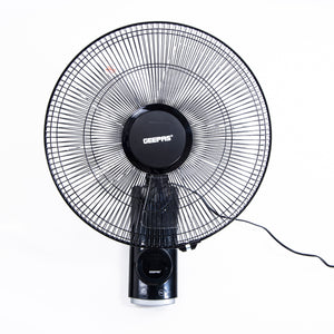 Geepas 16" Wall Fan with Remote Control- GF9479/ with 12 Hours Timer, 3-Speed Controls, 5 Leaf Blades/ Wide Angle Horizontal Oscillation and Efficient Cooling