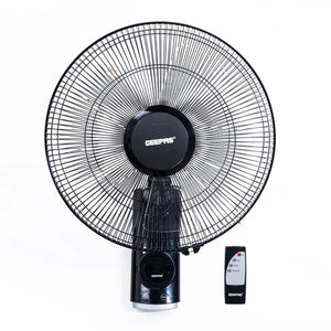 Geepas GF9479 16-Inch Wall Fan with Remote Control Features | 60 W Power | 3-speed options | 12-hour timer | wide oscillation |  powerful copper motor | 2-year warranty