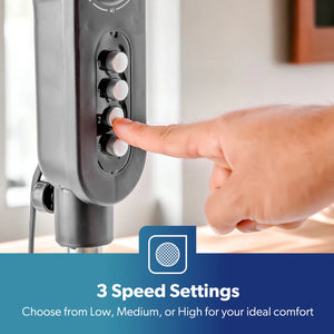 Geepas GF9488 16 Inch Stand Fan |Powerful Copper Motor for Efficient Cooling| 3Speed Settings| Adjustable Height| Oscillation Function| Quiet Operation| 2 Years Warranty
