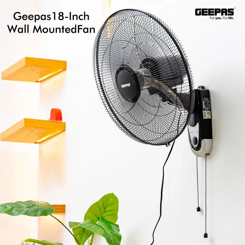 Geepas GF9604 18-Inch Wall Fan | 3-Speed Adjustable Control | Powerful Copper Motor | Wide-Angle Oscillation | High Air Delivery for Home & Office| 2 Years Warranty