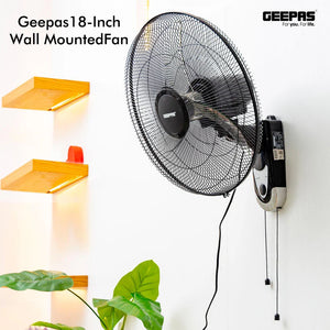 Geepas GF9604 18-Inch Wall Fan | 3-Speed Adjustable Control | Powerful Copper Motor | Wide-Angle Oscillation | High Air Delivery for Home & Office| 2 Years Warranty