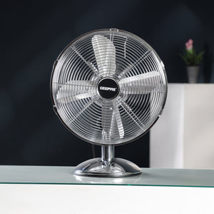 Geepas GF9610 12” Metal Table Fan | 3-Speed Powerful Cooling with High-Performance Motor | Durable Metal Body | Adjustable Tilt | Wide Oscillation | 2 Years Warranty