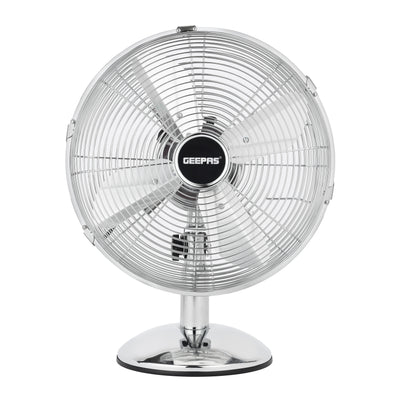 Geepas GF9610 12” Metal Table Fan | 3-Speed Powerful Cooling with High-Performance Motor | Durable Metal Body | Adjustable Tilt | Wide Oscillation | 2 Years Warranty