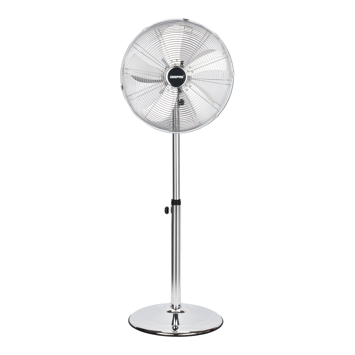 Geepas 16" Metal Stand Fan- GF9611L/ Pedestal Fans with Adjustable Pitch Angle and 5 Aluminum Blade for Strong Wind, 3-Speed Levels/ High Performance 50W Motor