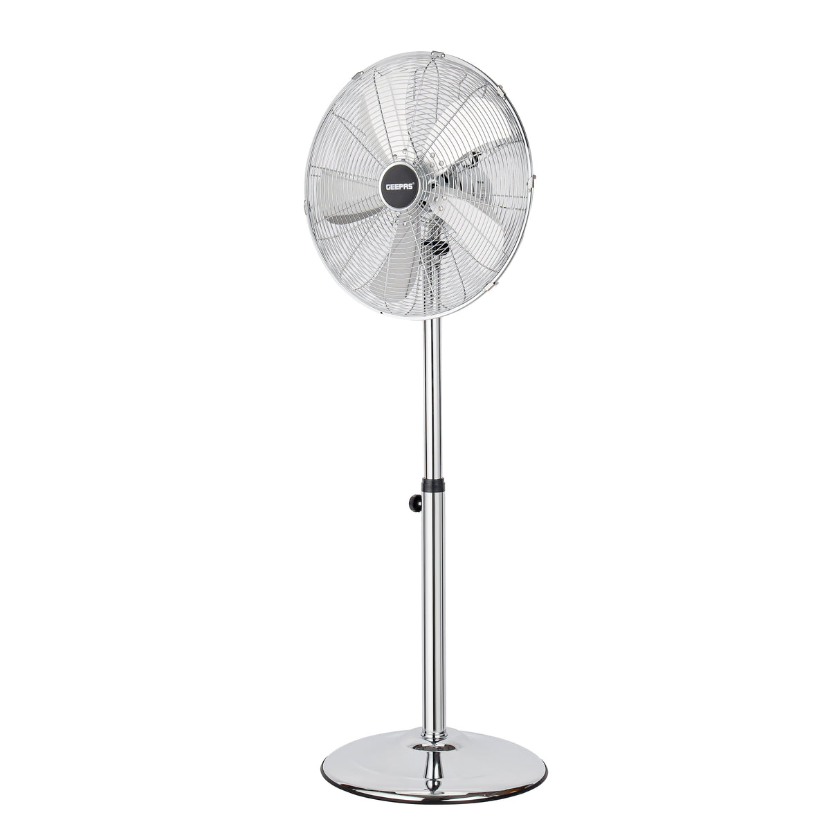 Geepas 16" Metal Stand Fan- GF9611L/ Pedestal Fans with Adjustable Pitch Angle and 5 Aluminum Blade for Strong Wind, 3-Speed Levels/ High Performance 50W Motor