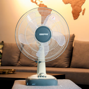 Geepas GF9616 16” Table Fan with 3-Speed Control | High Wind Speed | 60-Minute Timer| Automatic Oscillation | 5 Leaf Blades | Powerful Copper Motor | 2 Years Warranty