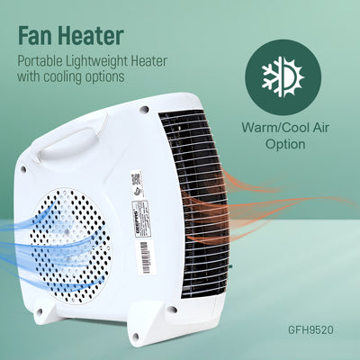 Geepas GFH9520 2000W Fan Heater | Adjustable Thermostat| Cool/Warm/Hot Wind Selection| Instant Heating| Overheat Protection| Power Indicator Light|  2 Years Warranty