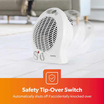 Geepas GFH9521 Fan Heater | 1000W/2000W Adjustable Thermostat| Cool/Warm/Hot Air Selection| Overheat Protection| Power Indicator Light & Carry Handle | 2 Years Warranty