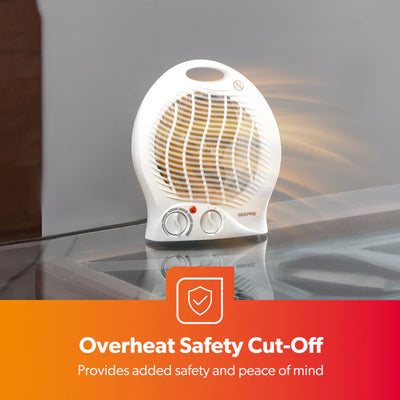 Geepas GFH9521 Fan Heater | 1000W/2000W Adjustable Thermostat| Cool/Warm/Hot Air Selection| Overheat Protection| Power Indicator Light & Carry Handle | 2 Years Warranty