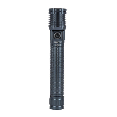 Geepas Zoomable LED Flashlight GFL3803Z|25W High-Power LEDs, 10H Backup, Type-C Charging, Durable Aluminum Alloy Housing|Ideal for Indoor & Outdoor Use |Lifetime Warranty