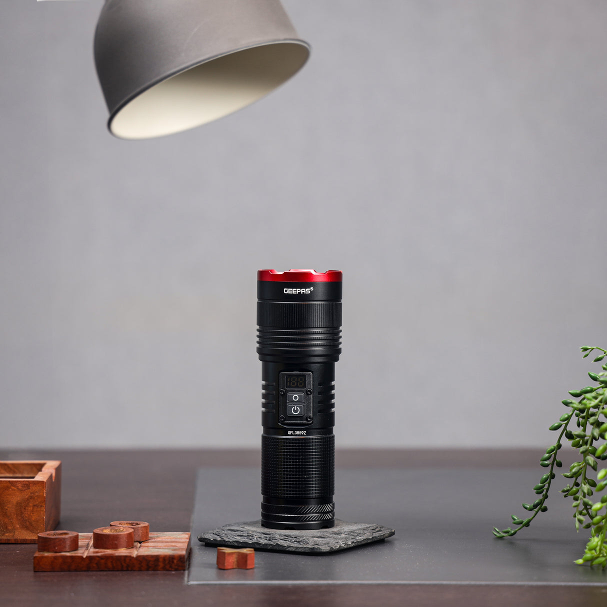 Geepas GFL3859 Zoomable LED Flashlight with Powerbank & Camping Light | Digital Display | 3000 Lumens High Power LED |10000mAh Battery |  Type-C Charging & Emergency Use