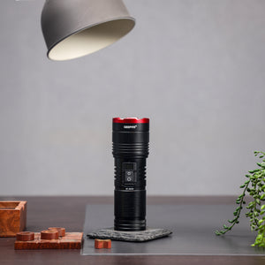 Geepas GFL3859 Zoomable LED Flashlight with Powerbank & Camping Light | Digital Display | 3000 Lumens High Power LED |10000mAh Battery |  Type-C Charging & Emergency Use