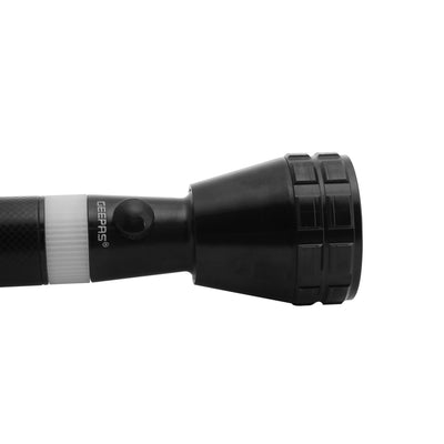 Geepas GFL4623 Rechargeable LED Flashlight 3-in-1 Combo | Aircraft Aluminium Torch | Long-Range Illumination | Aircraft-Grade Aluminium Construction | 2 Hours Runtime