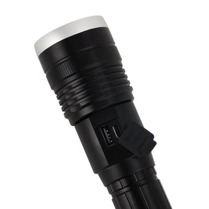 Geepas GFL4666 Digital Zoomable LED Flashlight with Power Bank |3000 Lumens |Built-in 6000mAh rechargeable Li-ion battery | USB Type-C charging | 6063 aluminum alloy body