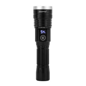 Geepas GFL4666 Digital Zoomable LED Flashlight with Power Bank |3000 Lumens |Built-in 6000mAh rechargeable Li-ion battery | USB Type-C charging | 6063 aluminum alloy body