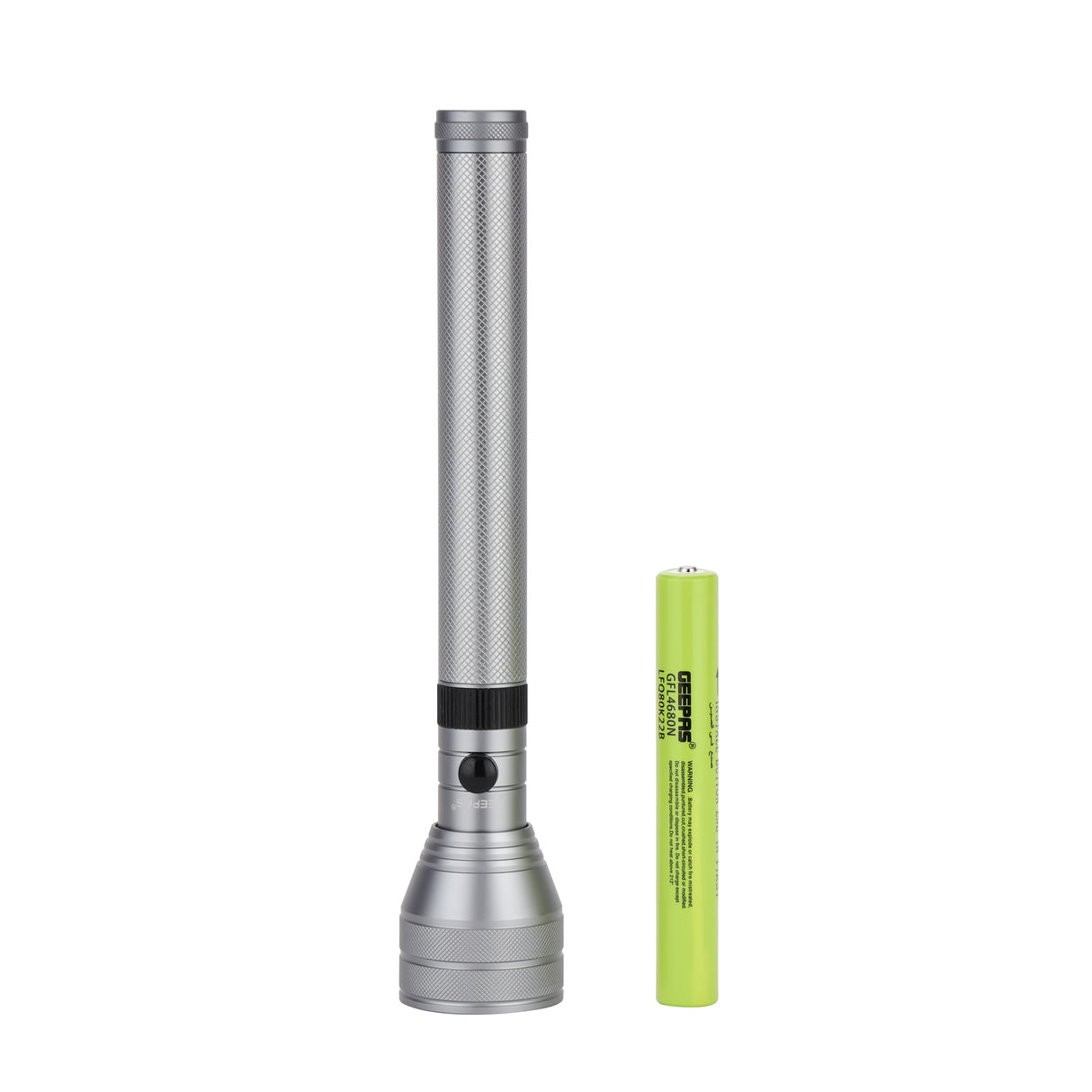 Geepas GFL4680 Rechargeable LED Flashlight | 3PCS Combo | 6000mAh Aluminium Torch|  Up to 4 Hours  Runtime | Aircraft-Grade Aluminium Body | Rechargeable Up to 1500 Times