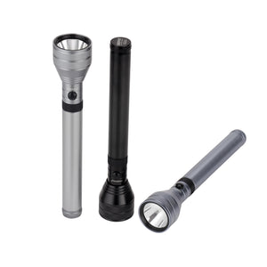 Geepas GFL4680 Rechargeable LED Flashlight | 3PCS Combo | 6000mAh Aluminium Torch|  Up to 4 Hours  Runtime | Aircraft-Grade Aluminium Body | Rechargeable Up to 1500 Times
