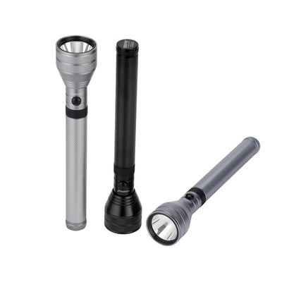 Geepas GFL4680 Rechargeable LED Flashlight | 3PCS Combo | 6000mAh Aluminium Torch|  Up to 4 Hours  Runtime | Aircraft-Grade Aluminium Body | Rechargeable Up to 1500 Times