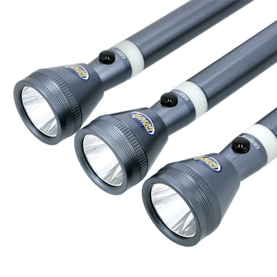 Geepas GFL51026 Rechargeable 7W T6 LED Flashlight | 3PCS Combo | 4000mAh Aluminium Torch | Up to 4 Hours Runtime | Aircraft-Grade Aluminium Body | Ergonomic Grip Design