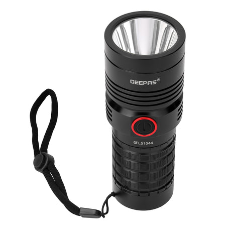 Geepas GFL51044 Waterproof LED Flashlight |  Power Bank |  3000 Lumens |  10000mAh Battery |  Powerful XHP70 LED |USB Type-C charging support | Waterproof construction